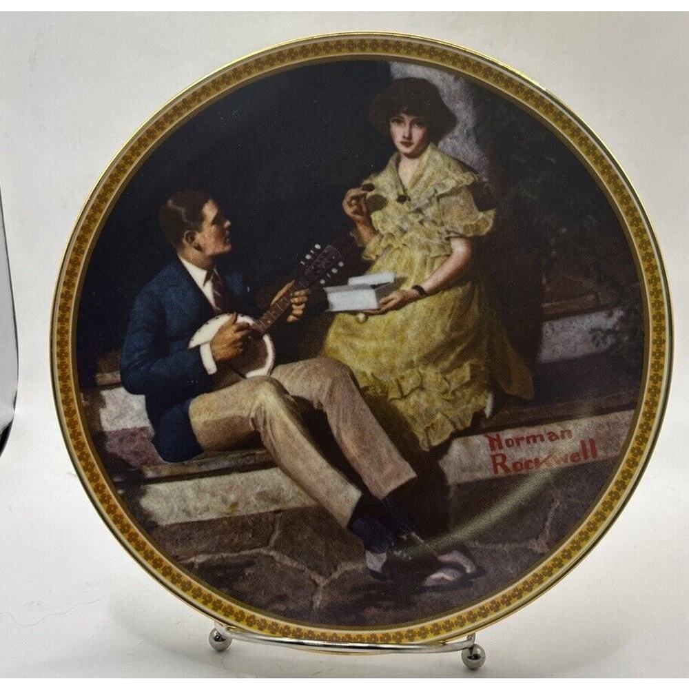 Knowles Norman Rockwell Collectible Plate "Pondering On The Porch" Ltd Edition